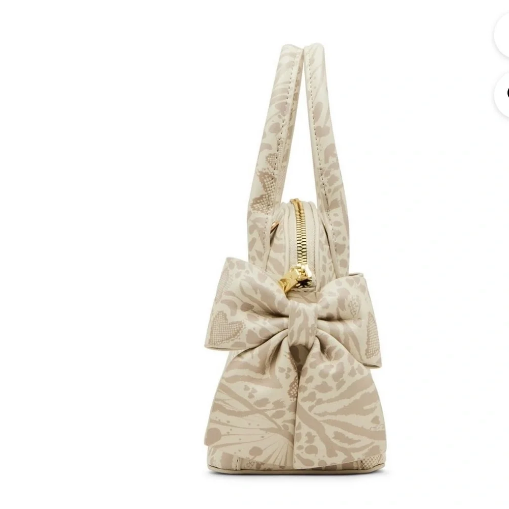 Betsey Johnson Cream Satchel with Gold Heart Charm - Picture 2 of 4